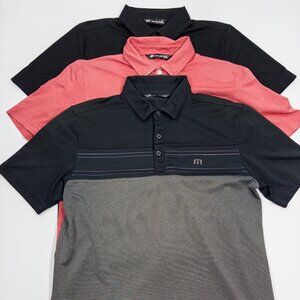 Travis Matthew Men's Polo Shirt Golf Black Pink Gray - Size Small - Lot of 3